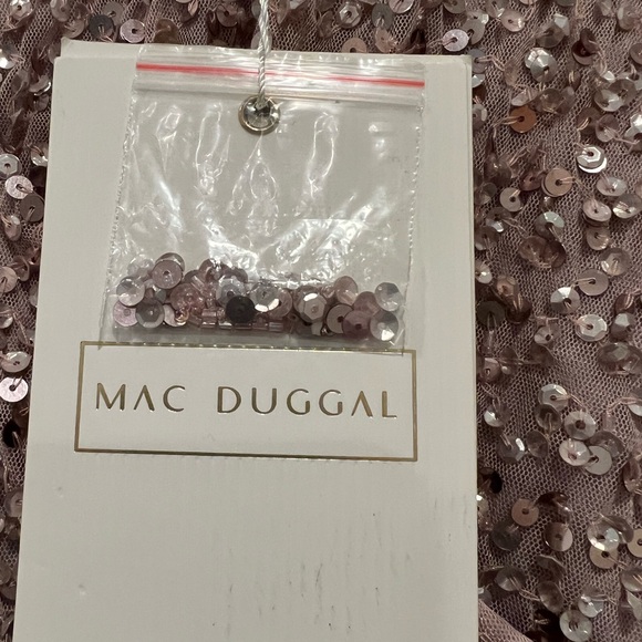 NWT Mac Duggal V Neck beaded chiffon high low dress - Picture 6 of 8